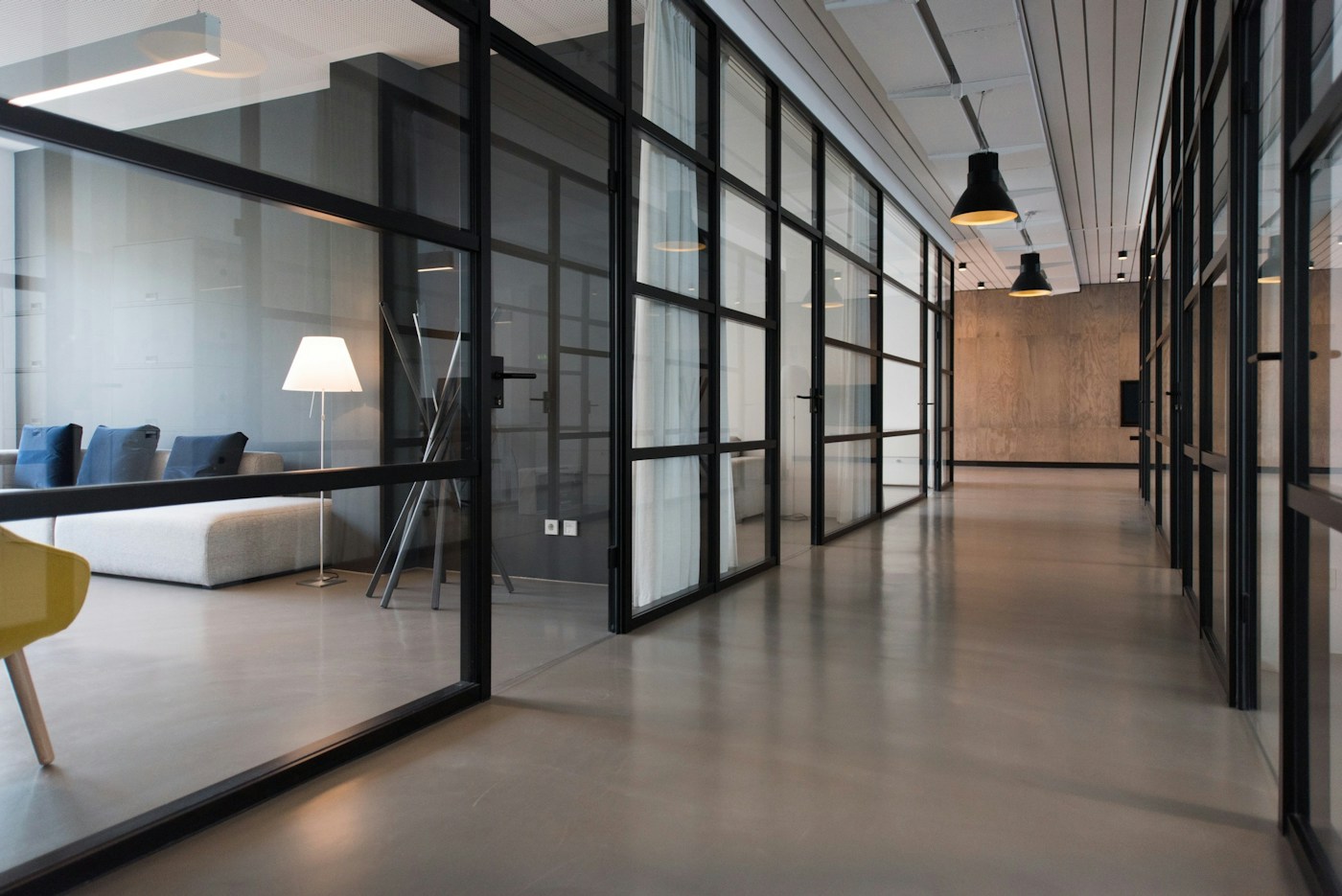 A light-filled private client meeting space